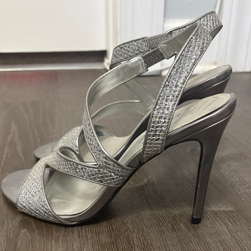 Marc Fisher Silver Strappy Heels